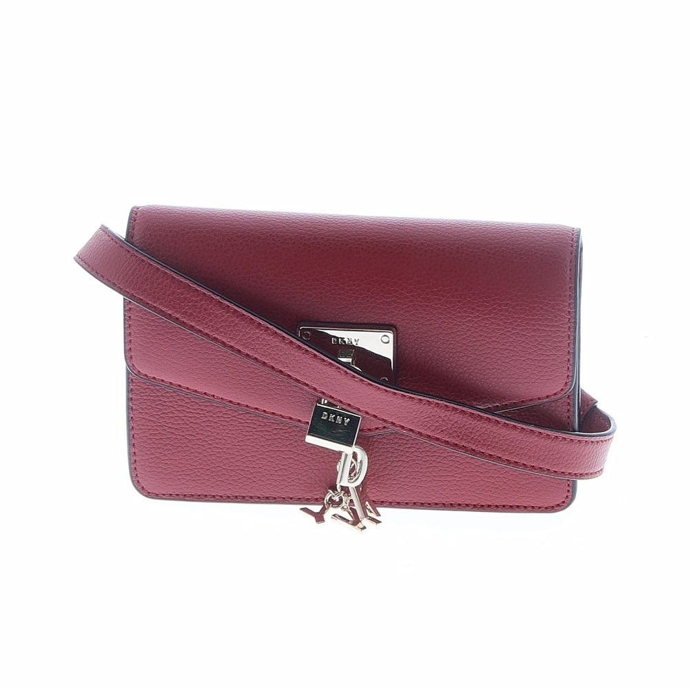 DKNY Wine Leather Belt Bag with Silver Hardware